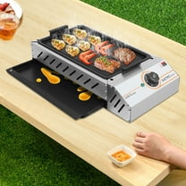 ToppiJoy 122-572°F Electric Griller, Adjustable Temperature Control Teppanyaki Flat Grill for Outdoor Cooking Kitchen and Patio Backyard Barbecue