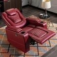 thumbnail image 3 of Bonzy Home Overstuffed Electric Home Theater Seating PU Leather Reclining Furniture with with USB Ports and Cup Holders and Hidden Arm Storage - Red, 3 of 9