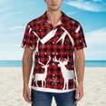 thumbnail image 5 of Uemuo Christmas Buffalo Plaid Printed Regular Fit Short Sleeve Casual Hawaiian Shirt for Men,Aloha shirt,Tropical shirt,Floral print shirt,Vacation Beach shirt-Small, 5 of 9