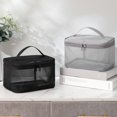 thumbnail image 4 of For Girls Portable Mesh Travel Wash Bag Large Capacity Fashion Handbag Toiletry Bag Women Cosmetic Bag Korean Storage Bag Zipper Makeup Bag GREY 1-LAYER, 4 of 8