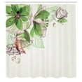 thumbnail image 2 of Ambesonne Flowers Shower Curtain, Buds Leaf Themed Print Art, 69"Wx75"L, Fern Green White, 2 of 4