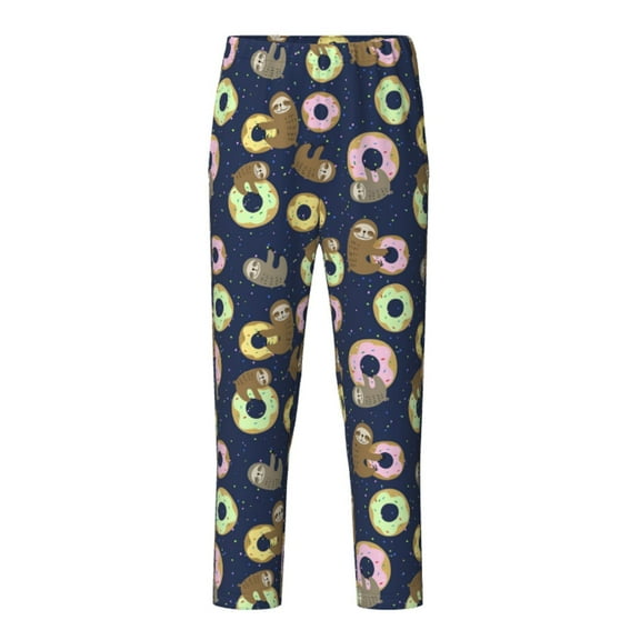 Xecao Sloth with Donuts Print Teenagers' Pajama Pants Long Sleep Pants Soft Elastic Waist Pajama Bottoms Elastic waist with 2 Pockets 5-16 Years-XS(5-6)