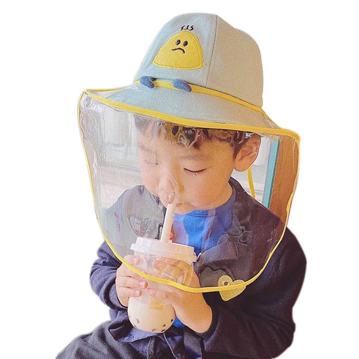 Afinder Babies Toddlers Cotton Bucket Hat with Anti Spitting Saliva Face Shield Mask Kids Outdoor Safety Sun Hat Protection Hat Detachable Anti-Fog Face Cover