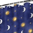 thumbnail image 3 of Blue Gold Sun Moon Star Pattern Shower Curtain 36"x72" ,Bathroom Decorative Shower Curtains Set with 12 Hooks,Modern Waterproof Washable Shower Curtain, 3 of 6