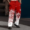 thumbnail image 3 of Mens Christmas Dress Pants Gradient Color Festive Snowflake Print Holiday Business Casual Suit Pants, 3 of 5