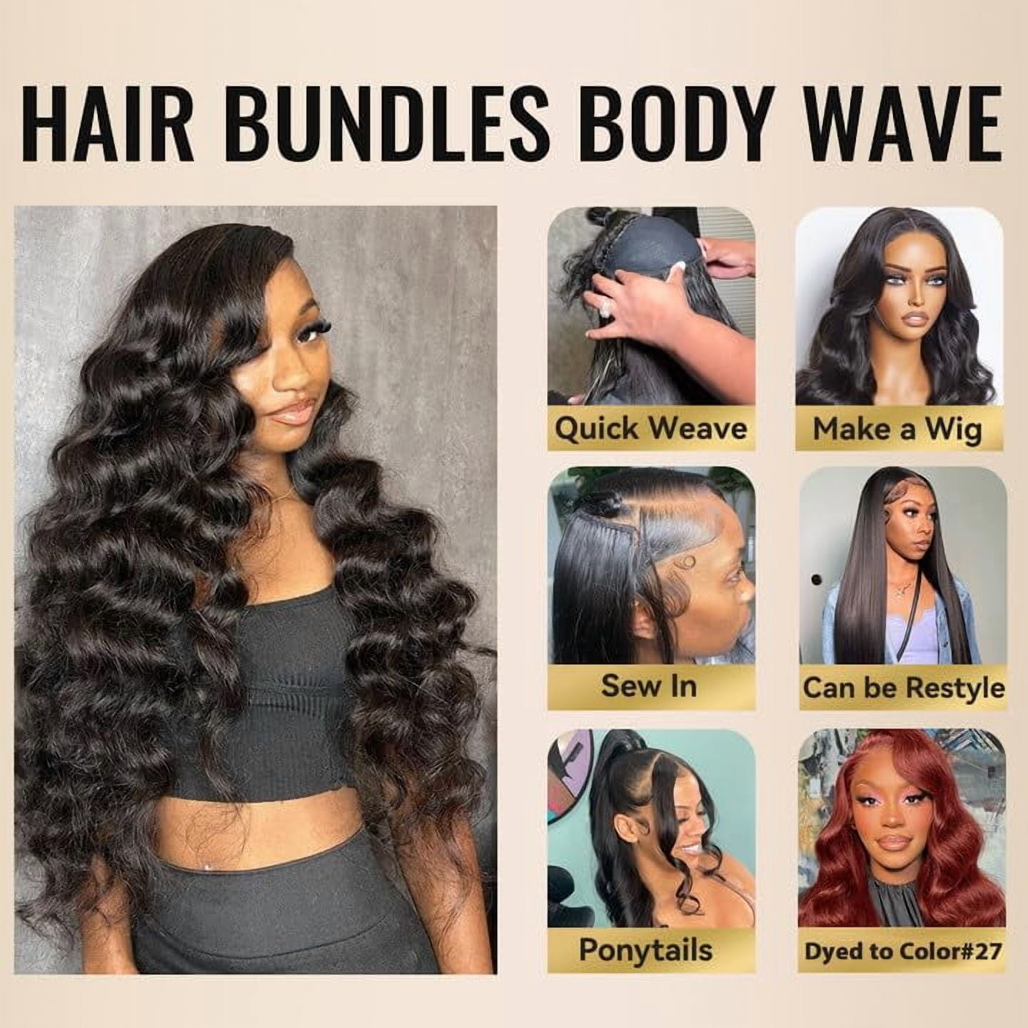 WEQUEEN 18 20 22 inch Body Wave 3 pcs Bundles Human Hair 16A Brazilian Virgin Hair Bundles Thick Weave Natural Black for Women