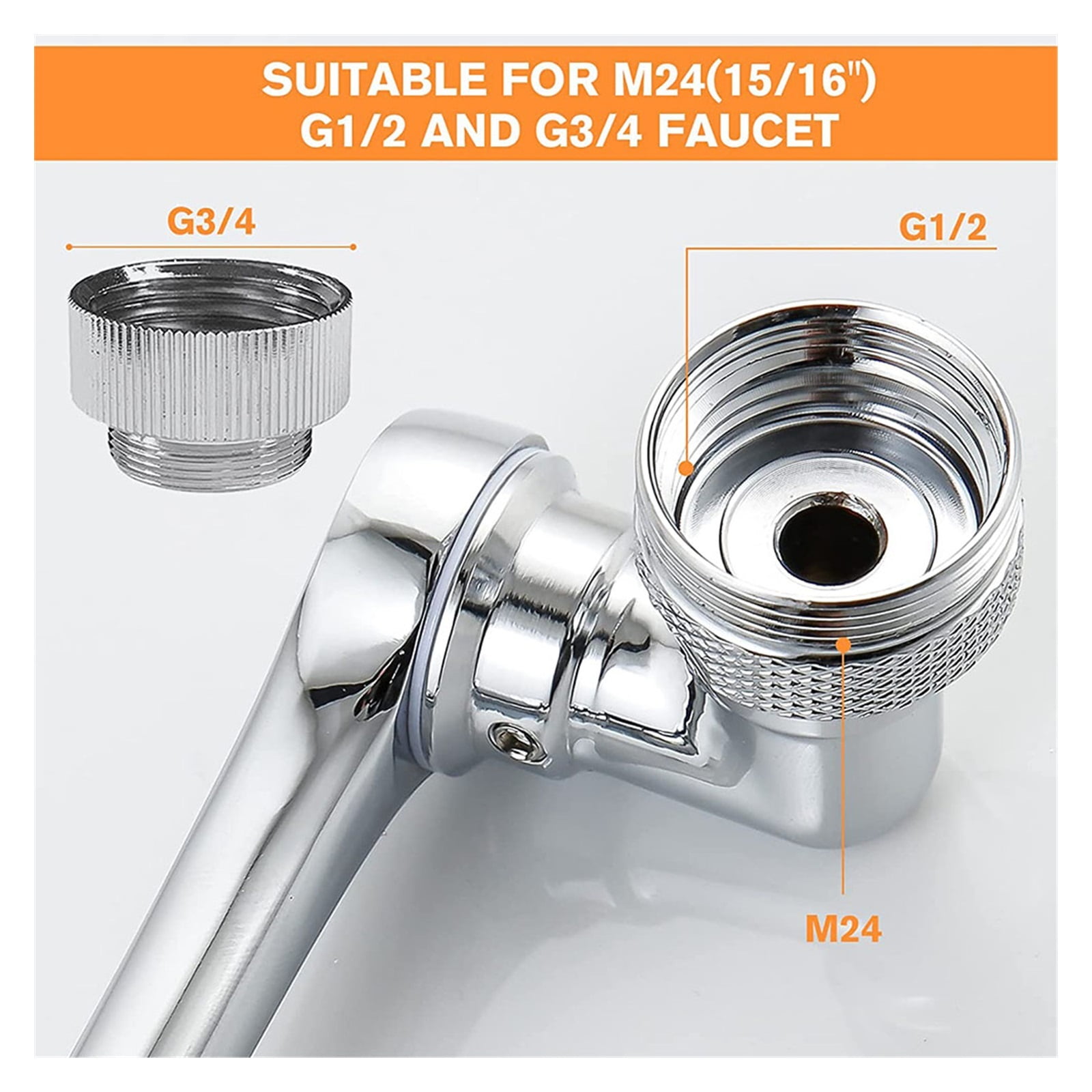 Universal 1080° Rotation Extender Faucet Aerator Plastic Splash Filter Kitchen Washbasin Faucets Bubbler Nozzle Robotic Arm ,Water Saving