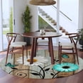 thumbnail image 4 of White Daisy Washable Round Area Rug 6 ft, Teal Flower Gray Wood Striped Butterfly Vintage Country , Soft Non Slip Rugs Stain Repellent Indoor Felt Carpet for Living Dining Room Bedroom Home Office, 4 of 9