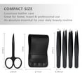 thumbnail image 5 of Tweezers Set 5-Piece - Professional Stainless Steel Tweezers with Curved Scissors, Best Precision Tweezer for Eyebrows, Splinter & Ingrown Hair Removal with Leather Travel Case (Black), 5 of 5