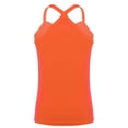 thumbnail image 2 of Hansber Kids Girls Dance Tank Tops Cross Back Basic Camisole Knit Spaghetti Straps Vest Sleeveless Orange 110, 2 of 5