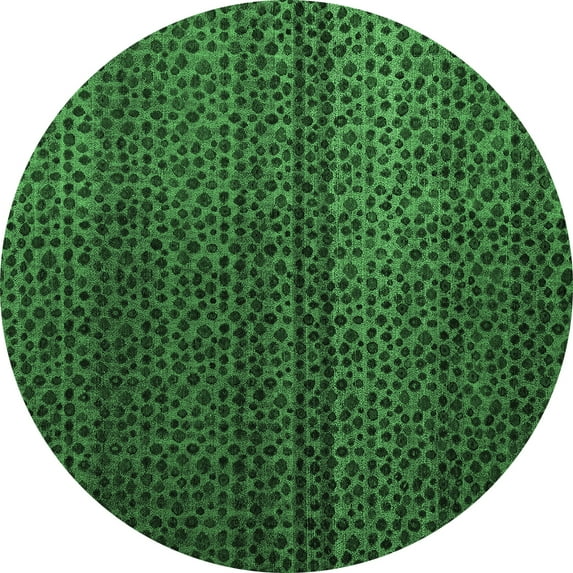 Ahgly Company Indoor Round Abstract Emerald Green Modern Area Rugs, 5' Round