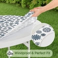 thumbnail image 5 of Blue Christmas Snowflake Pattern Round Fitted Tablecloth with Elastic Edge,Dining Table Cover Waterproof,Outdoor Round Tablecloth for Camping,Dining,Indoor and Outdoor, 5 of 7