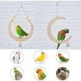 thumbnail image 4 of Bird Swing Wooden Bird Perch with Bells 13.28" Moon Shape Birds Natural Wood Swing Toys Bird Swing Toy Hanging Stand Perch DIY, 4 of 7