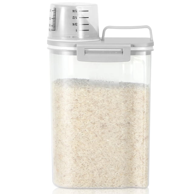 Recipiente de almacenamiento de arroz TBmax de 1,8 kg con taza medidora, color gris