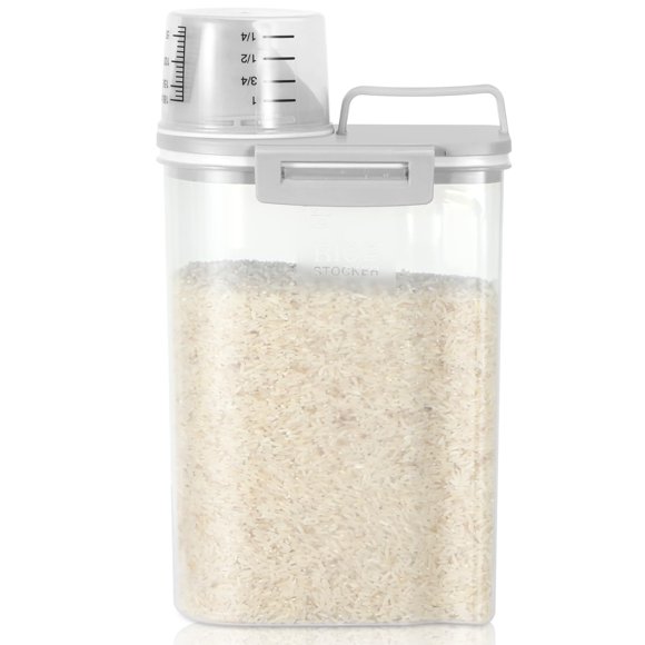 Recipiente de almacenamiento de arroz TBmax de 1,8 kg con taza medidora, color gris