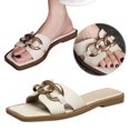 thumbnail image 1 of Abiertas Sandalias Planas Cadena Mujeres Cómodas para El Verano (37) Blanco, 1 of 9