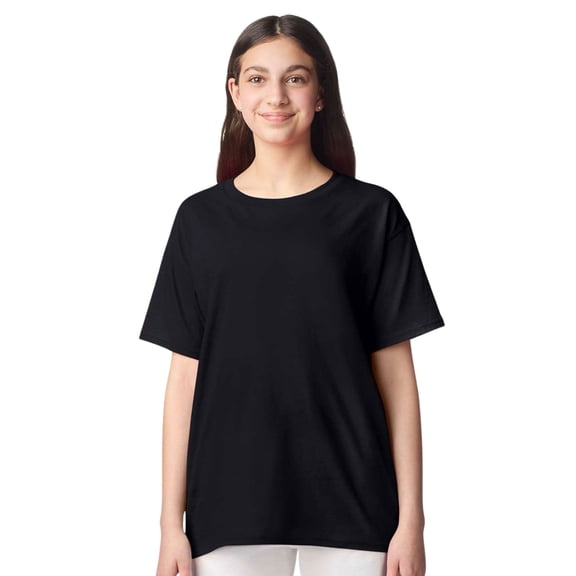 Crown Craze® Youth Short Sleeve T-Shirts 100% U.S. Cotton Crewneck Solid Tee Shirt (Black, S)