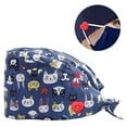 thumbnail image 2 of ZHENHONG Turbans for Women Fashion Printed Button Work Hat Casual Unisex Scrub Hat Casual Solid Color Headwear Navy, 2 of 2