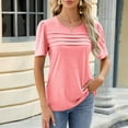 thumbnail image 2 of qolati Womens Summer Tops 2024 Short Sleeve Crew Neck Shirts Casual Loose Puff Sleeve Ruched Front Dressy Blouses, 2 of 3