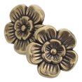thumbnail image 1 of CRAFTHROU 2Pcs Vintage Style Brass Drawer Handles Coffee Color Floral Design for Cabinets, 1 of 6