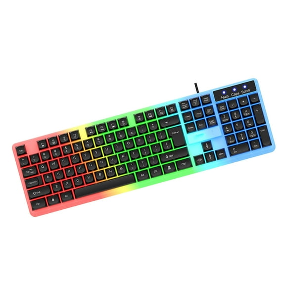 Gaming Keyboard Full Size LED Backlit Quiet Computer Keyboard 104 Keys Corded Keyboard for PC Desktop Office Gaming