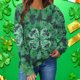 thumbnail image 4 of Xuyuer St. Patrick's Day Sweatshirt for Women Irish Shamrock Pullover Shirts Tops Raglan Sleeve Lucky Leaf Clover Shirt Women St. Patrick's Day Sweatshirts, 4 of 7