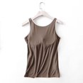 thumbnail image 6 of WTXUE Camisole Tops Sleeveless Tops Fashionable Casual Padded Tank Top Without Wire Bra Cup Integrated Tank Top Suspenders Bandeau Tops Camisole Tops for Women Built In Bra Loose Tank Tops Khaki Xxl, 6 of 8