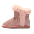 thumbnail image 2 of Kushyshoo Pink Girls Snow Boots Warm Faux Fur Lined Glitter Strap Winter Shoes Lightweight with Hook-and-loop Size 3M, 2 of 6