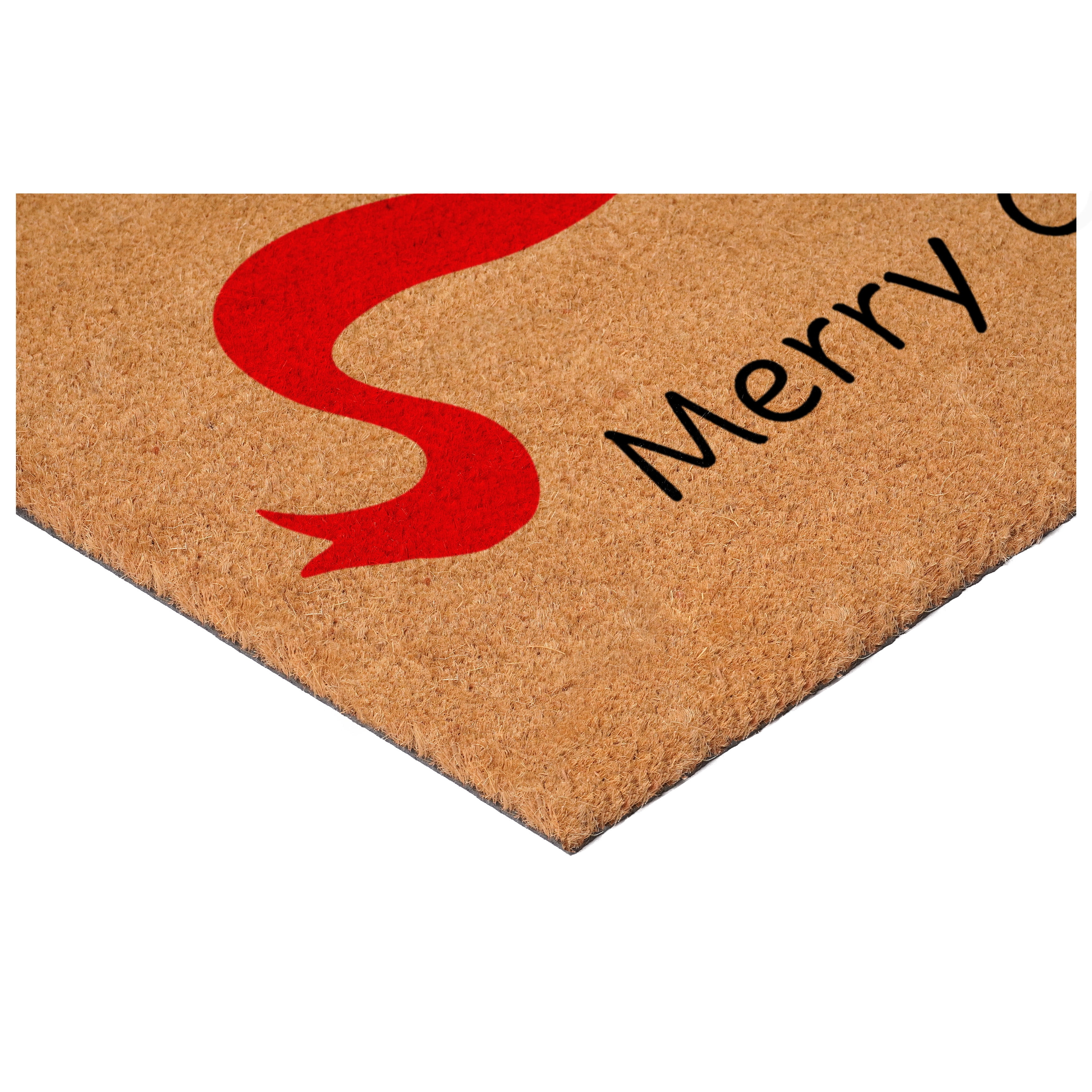Red Christmas Bow Doormat, 17" x 29"