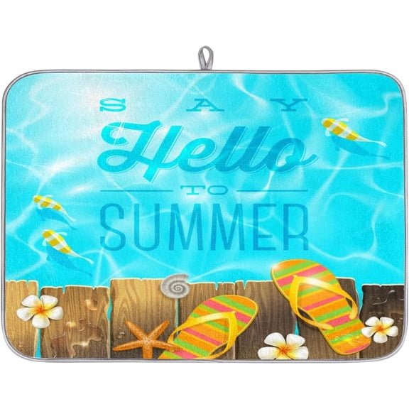 Honeybaby Dish Drying Mat Summer Flip Flop Dish Drying Mats for Kitchen Counter Absorbent Kitchen Drying Mat Dish Rack Mat 18x24 inches