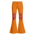 thumbnail image 4 of Tfken Child Soft Comfy Pants School Daily Wear Girls Denim Flare Pants With Pockets Fashion Adjustable Tie Kids Breathable Clothes Size 7-8 Years Orange, 4 of 4