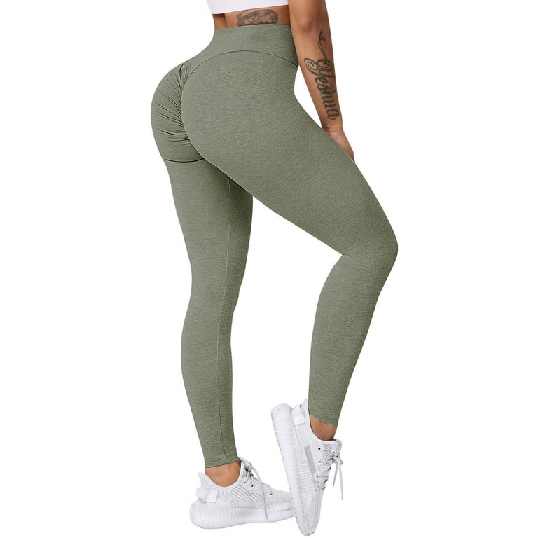 A AGROSTE Womens High Waist Yoga Pants Tummy Control Workout Ruched Butt  Lifting Stretchy Leggings Textured Booty Tights
