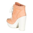 thumbnail image 3 of Qupid CB98 Women Suede Perforated Lace Up Lug Sole Chunky Heel Platform Sneaker Bootie, 3 of 5