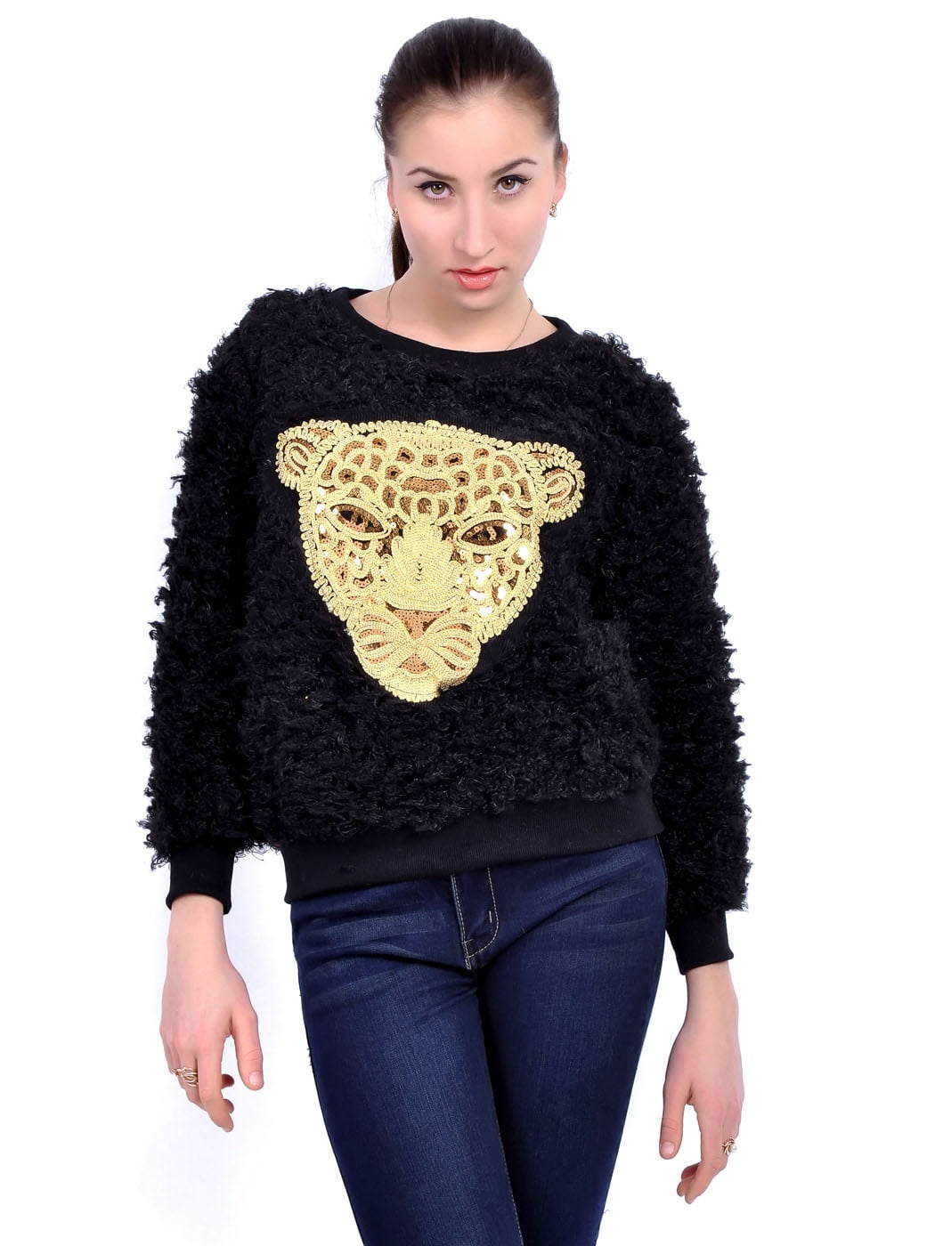 S/M Fit Black Large Cheetah Face 