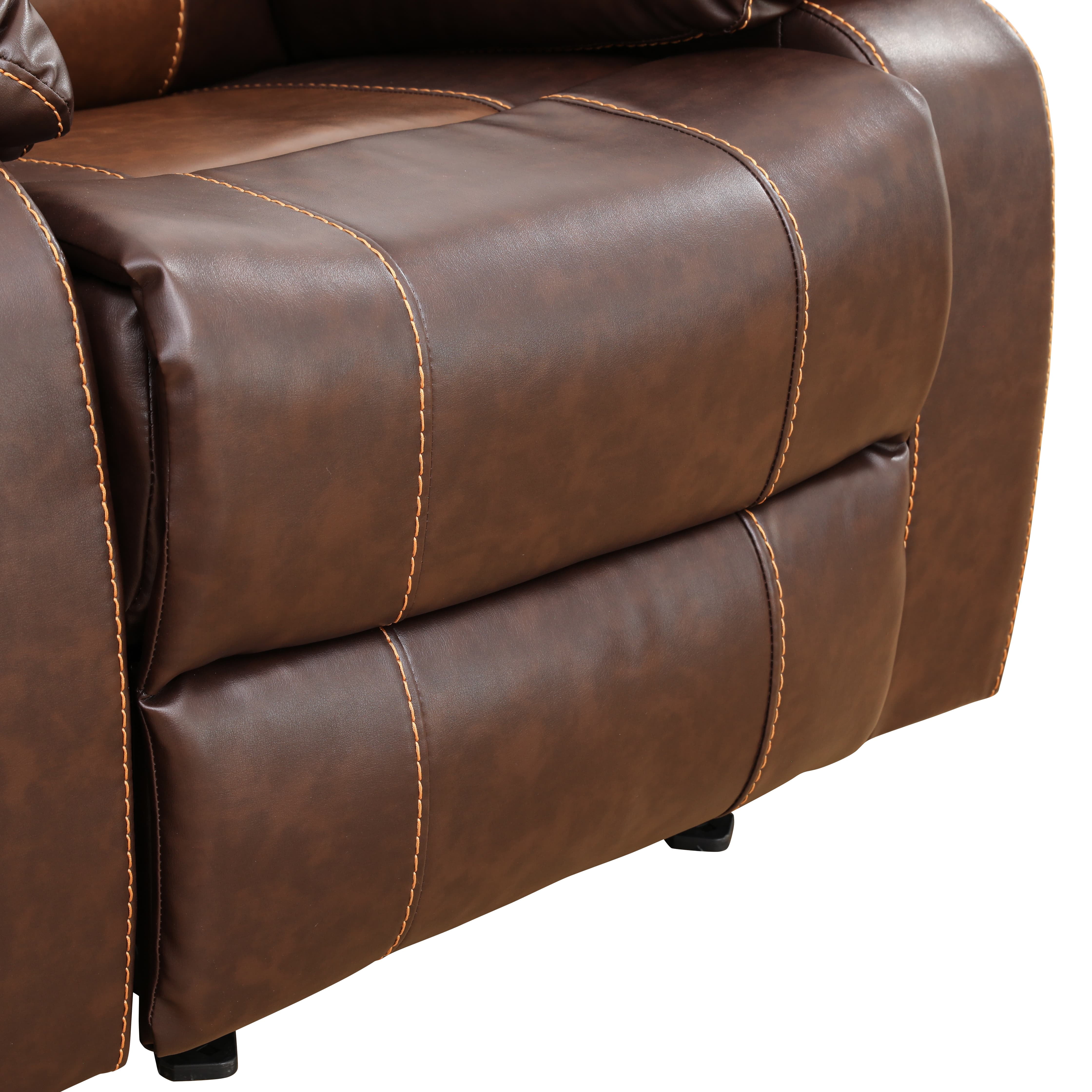 MAYEERTY Recliner Chair, Breathable Leather Reclining Chair with Adjustable Backrest for Living Room, Brown