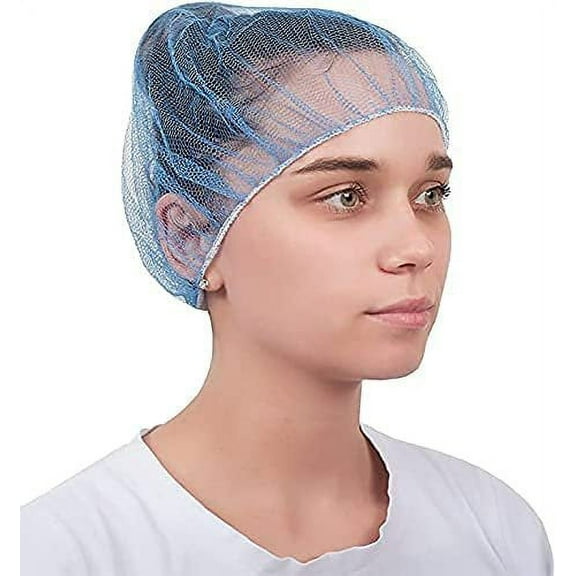 EZGOODZ Blue Nylon Hair Nets 30". Pack of 1000 Disposable Head Caps with Elastic Edge Mesh. Stretchable Adult Hairnets for General Use, Cooking, Food Service. Unisex, Lightweight, Breathable.