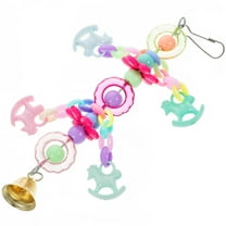 LEORX Small Parrot Toys Interactive Bird Cage Toy Assorted Color Plastic Metal 1 Set