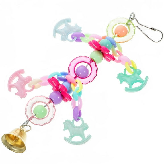 LEORX Small Parrot Toys Interactive Bird Cage Toy Assorted Color Plastic Metal 1 Set