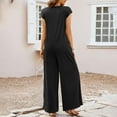 thumbnail image 6 of Riforla Women's 2024 Summer Cap Sleeve Jumpsuits Deep V Neck Button Wide Leg Pants Rompers Summer Jumpsuits Black XXL, 6 of 9
