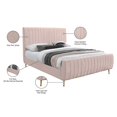 thumbnail image 4 of Pemberly Row Contemporary Transitional Pink Finish Velvet Full Bed, 4 of 7