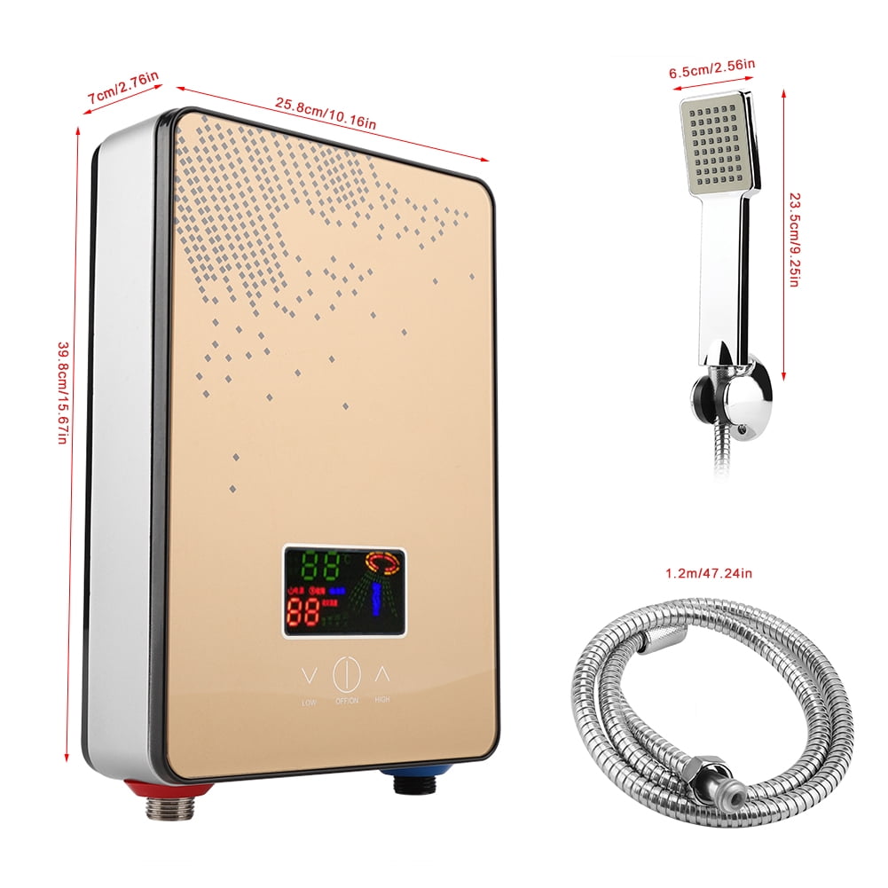 Ashata 220V 6500W Tankless Instant Electric Hot Water Heater Shower for Home Bathroom, Electric Water Heater, Tankless Water Heater
