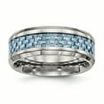 thumbnail image 1 of Titanium Polished Blue Carbon Fiber Inlay Ring 12.5 Size, 1 of 6