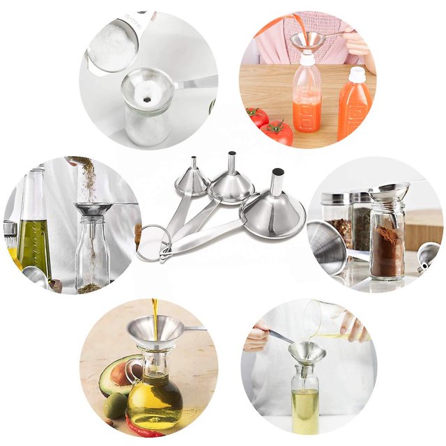 Utensilios de cocina Drenaje de aceite Embudo de acero inoxidable 3 en 1 Suministros de cocina (a-1b)