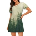 thumbnail image 1 of Disketp Fog Forest para Camisón Corto de Manga Corta para Mujeres, Camisón Cómodo con Escote Redondo, Bonito y Confortable, 1 of 6