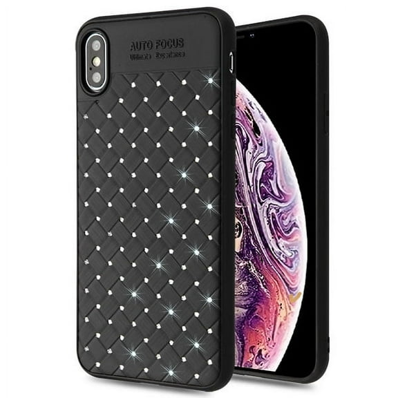 Apple iPhone XS Max (6.5 inch) Phone Case Shockproof Hybrid Rubber Rugged Armor Case Cover Ultra Slim Fullstar Bling Rhinestones Diamonds BLACK Phone Cover for Apple iPhone XS Max / 6.5" (2018 Model)