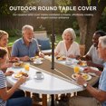 thumbnail image 2 of Round Outdoor Tablecloth with Umbrella Hole and Zipper, Brown Solid Color Texture Fitted Table Cover with Elastic Edge for 55-60 Inch, Simple Brown Stripes Waterproof Patio Tablecoths for Picnic, 2 of 9