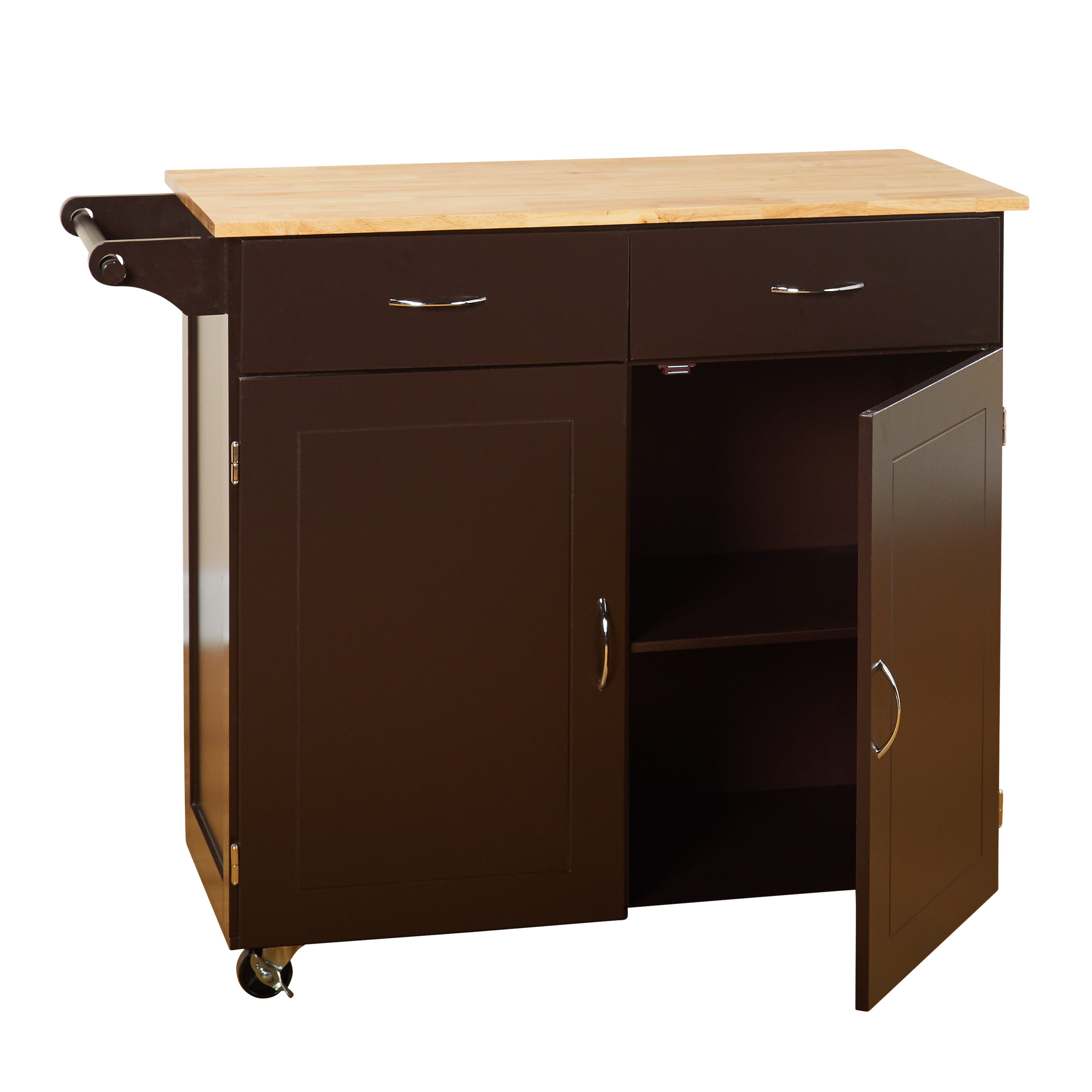 TMS Large Kitchen Cart with Rubber wood Top, Espresso - image 5 of 5