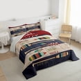 thumbnail image 3 of Homewish Hunting and Fishing Bedding Comforter Set, Rustic Cabin Paddle Twin Comforter Sets, Wheat Navy Abstract Reversible Bedding Set, Super Cozy Room Decor, 2 Pieces, 3 of 8