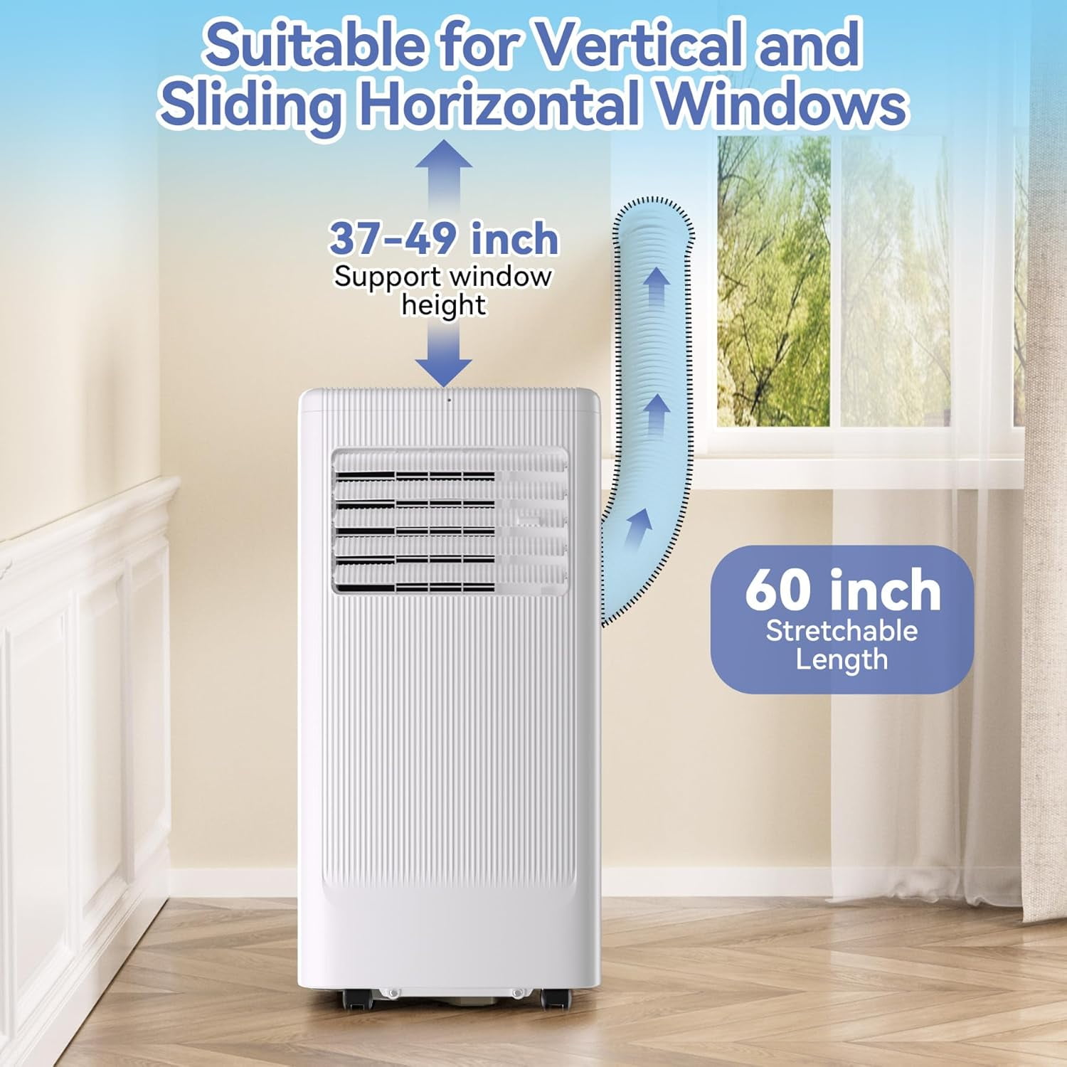 M optimized 10,000 BTU Portable Air Conditioner with Wheels, Cooling/Fan/Dry 3 in 1 Air Conditioner for Room 560 Sq.Ft, Portable AC Unit, Low Noise for Home, Office, White