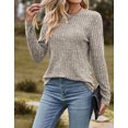 thumbnail image 2 of Women Top Tunic Sweater 2XL Pullover Ribbed Knit Comfort Lady Long Sleeve Autumn Daily Loungewear Relaxed Fit Stripe Cogild, 2 of 5